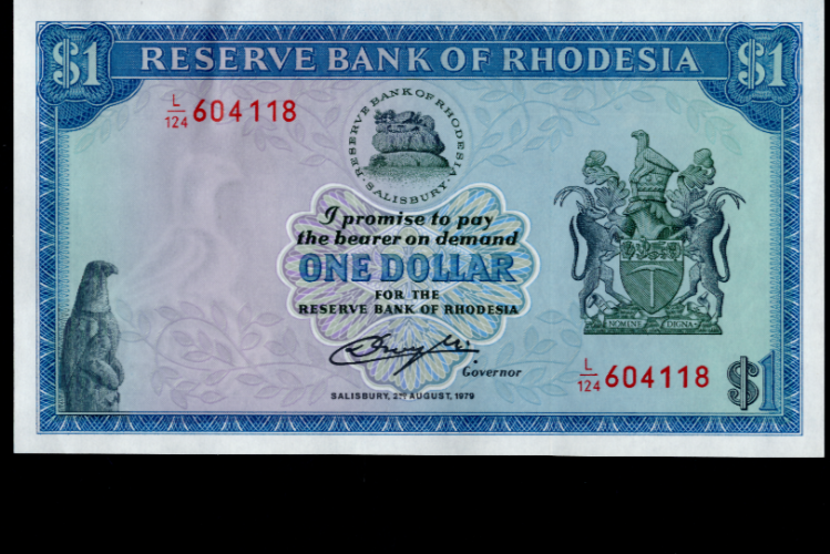 Rhodesia 1 Dollar UNC ~ P38/ref d4