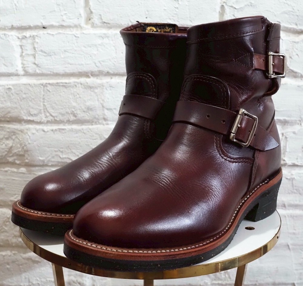 Chippewa Boots Leather Burgundy Short Engineer Boots Size 9E