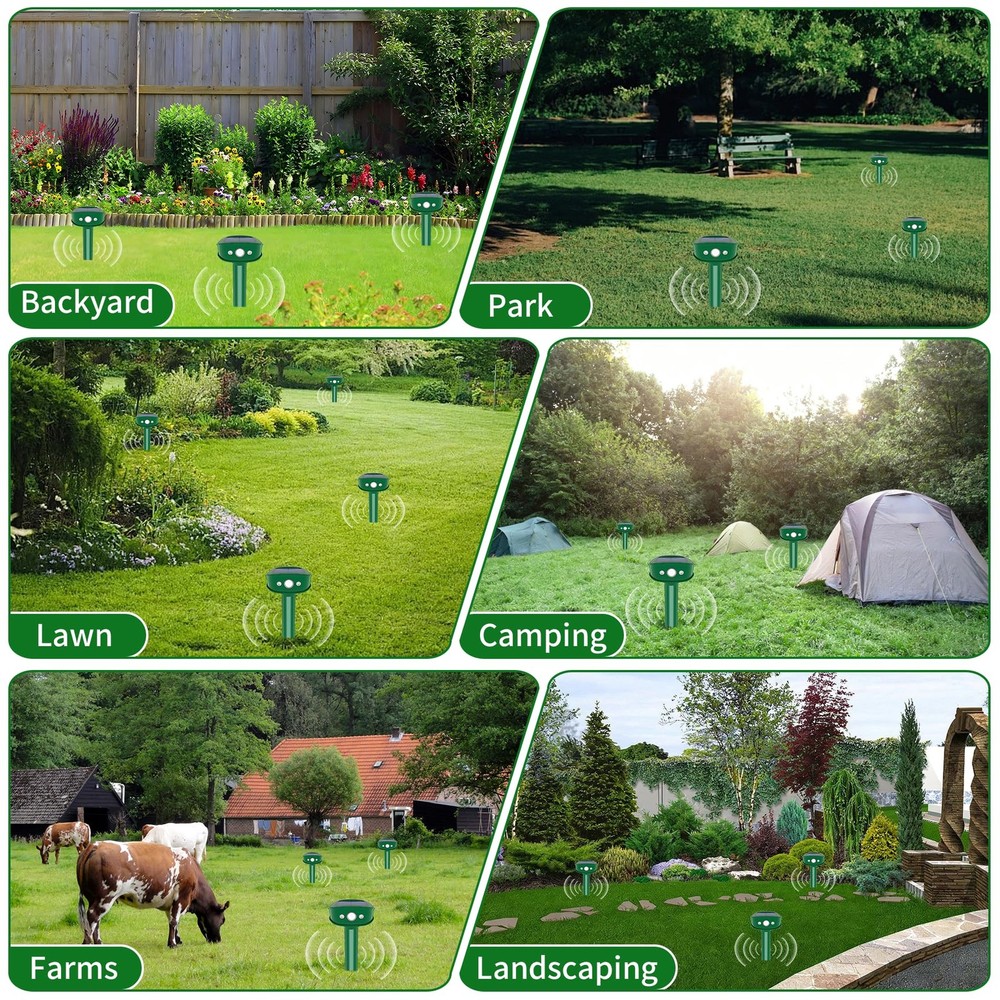 2026 Upgraded Mole Repellent Solar Powered with Flash Light, IP65 Waterproof ...