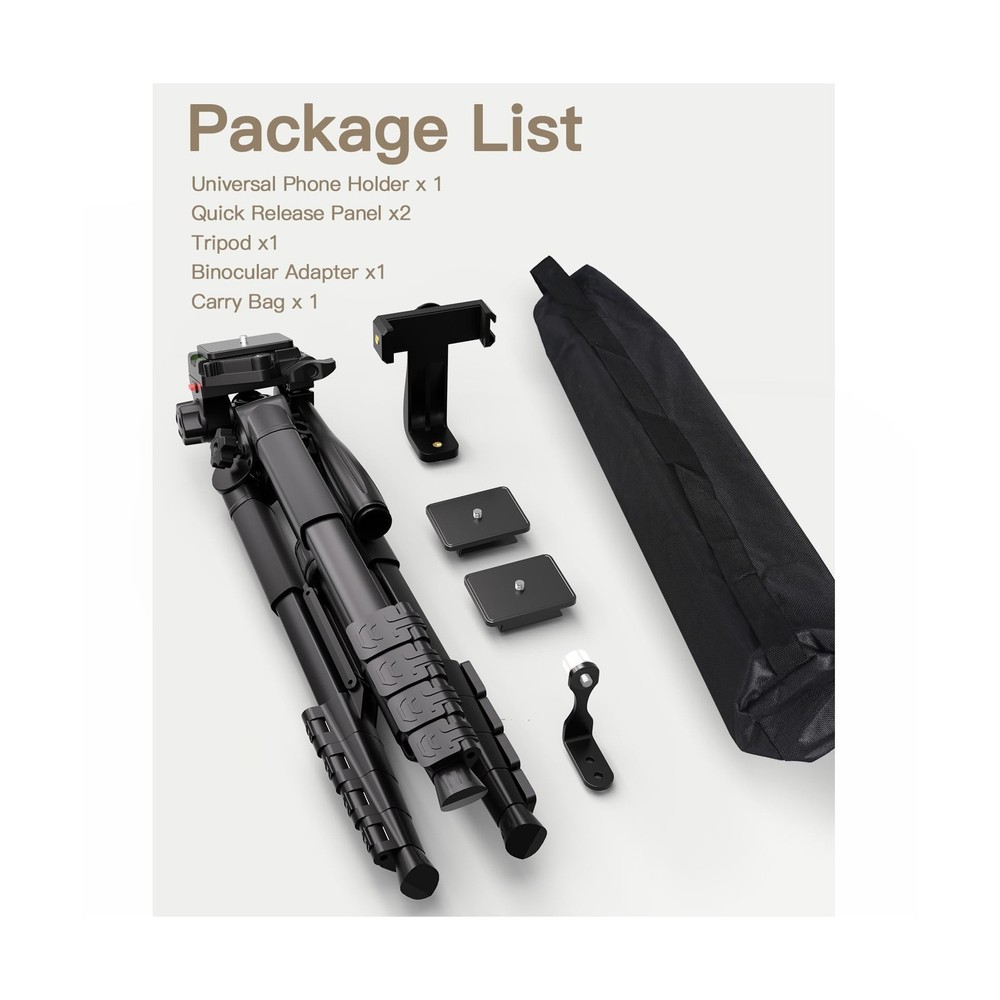 69” Tripod for Spotting Scopes, Binocular & Camera, Includes Binocular Ada