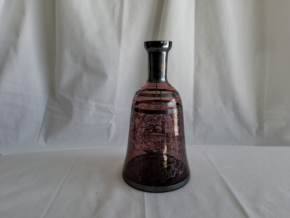 Art Deco Amethyst Glass Decanter with Silver Overlay