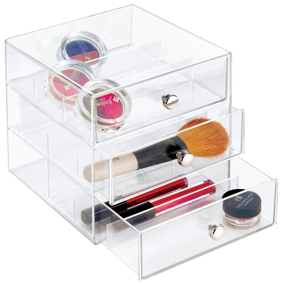 iDesign 3-Drawer Stackable Sunglasses Organizer, Clear Glasses Storage and