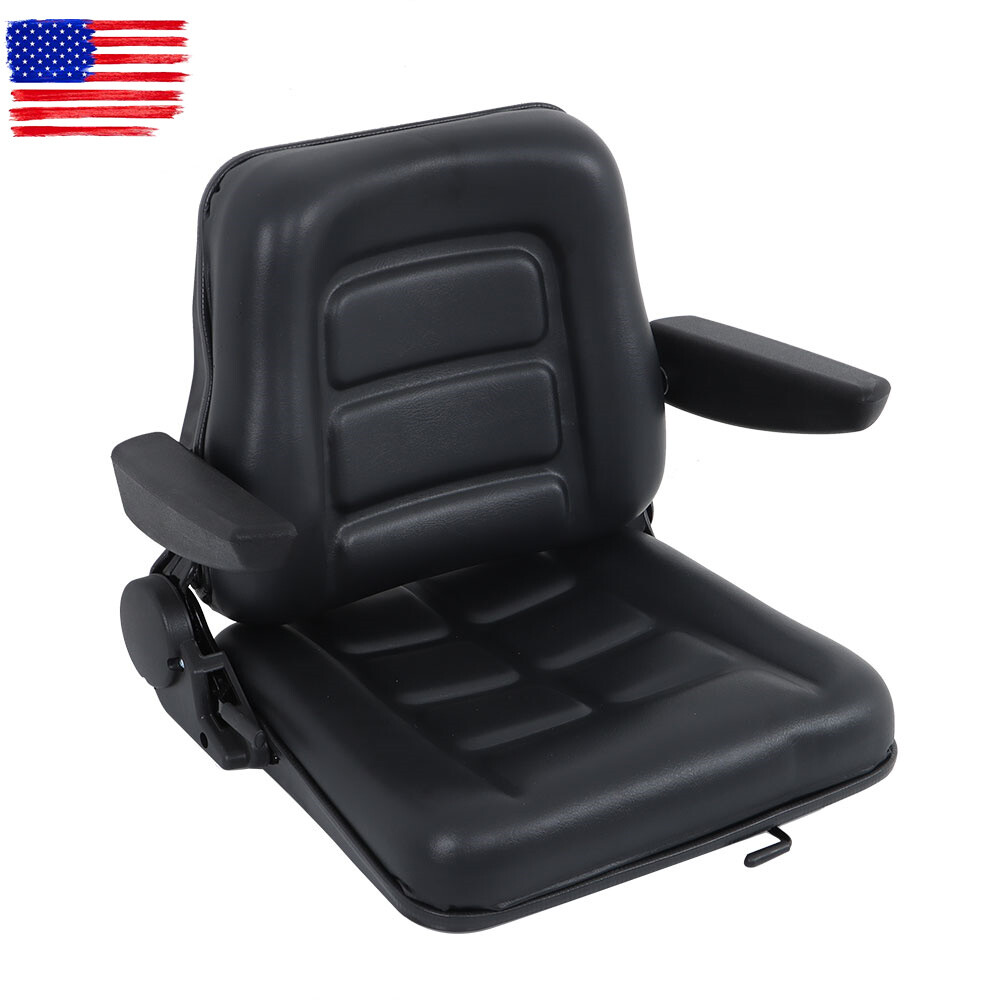 Universal Fold Down Forklift Seat W/ Adjustable Angle Back and Slide Armrest