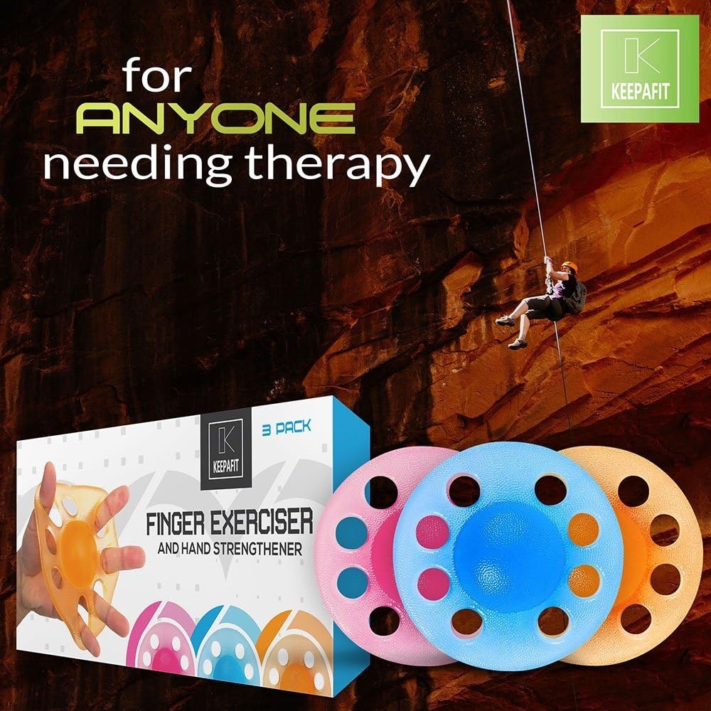 Finger Exerciser & Hand Strengthener (3 Pack - Light, Medium, Heavy)
