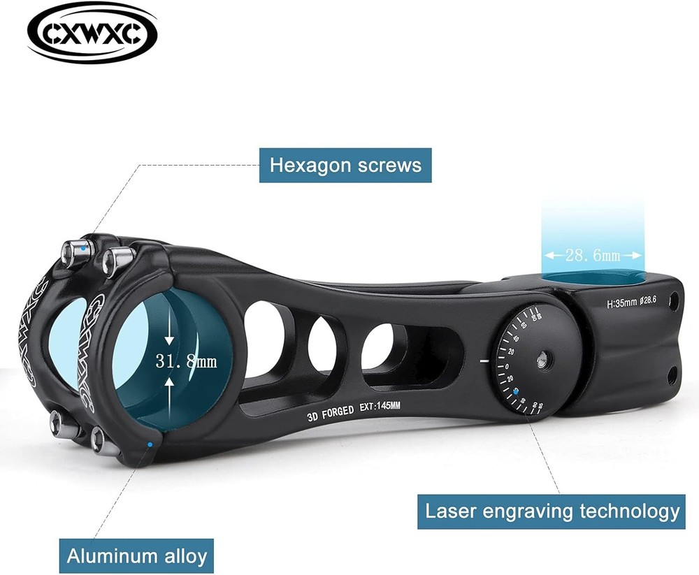 Adjustable 31.8mm MTB Stem - 70° Riser for Custom Comfort