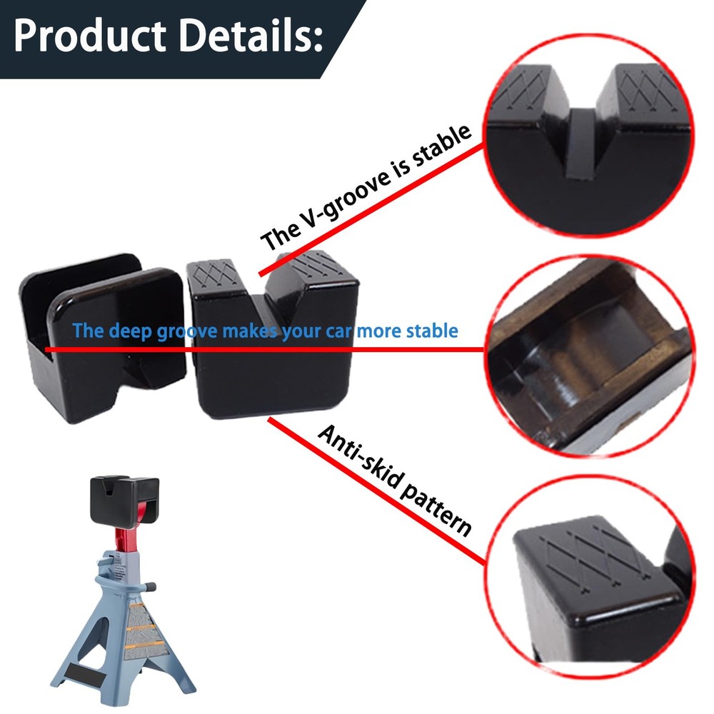 Universal Rubber Jack Pad Adapter, Rail Pinch welds Protector, (2 Pack)