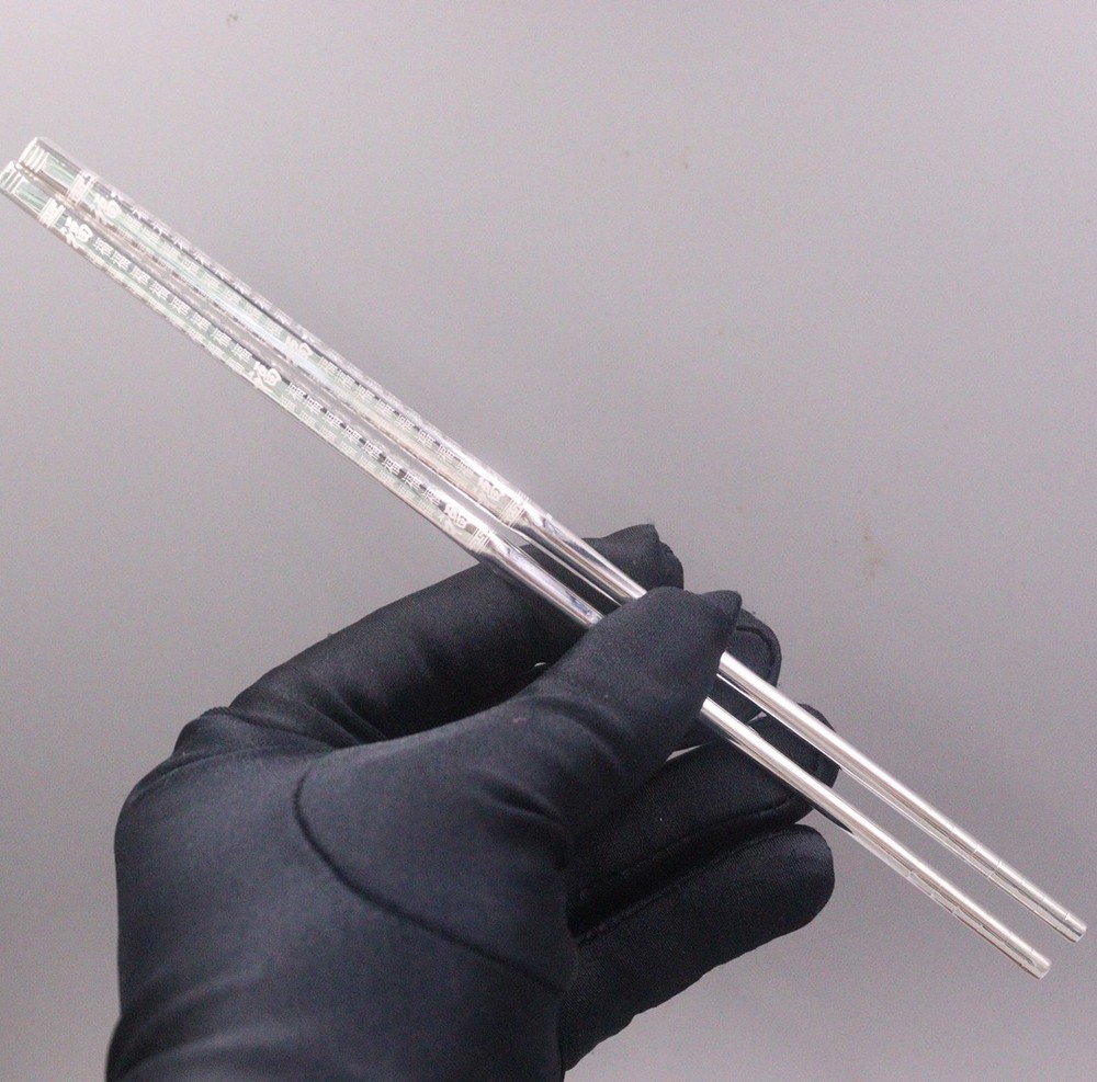 One Pair Solid 999 Pure Silver Chopsticks Household Many 福 Lucky Dinnerware