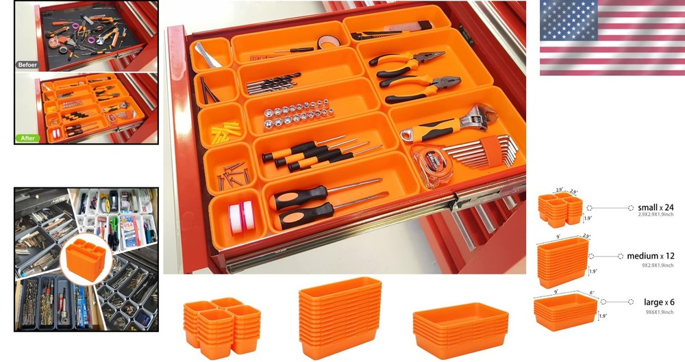 Durable 42-Compartment Tool Tray Set - Perfect for Workbenches and DIY Projects