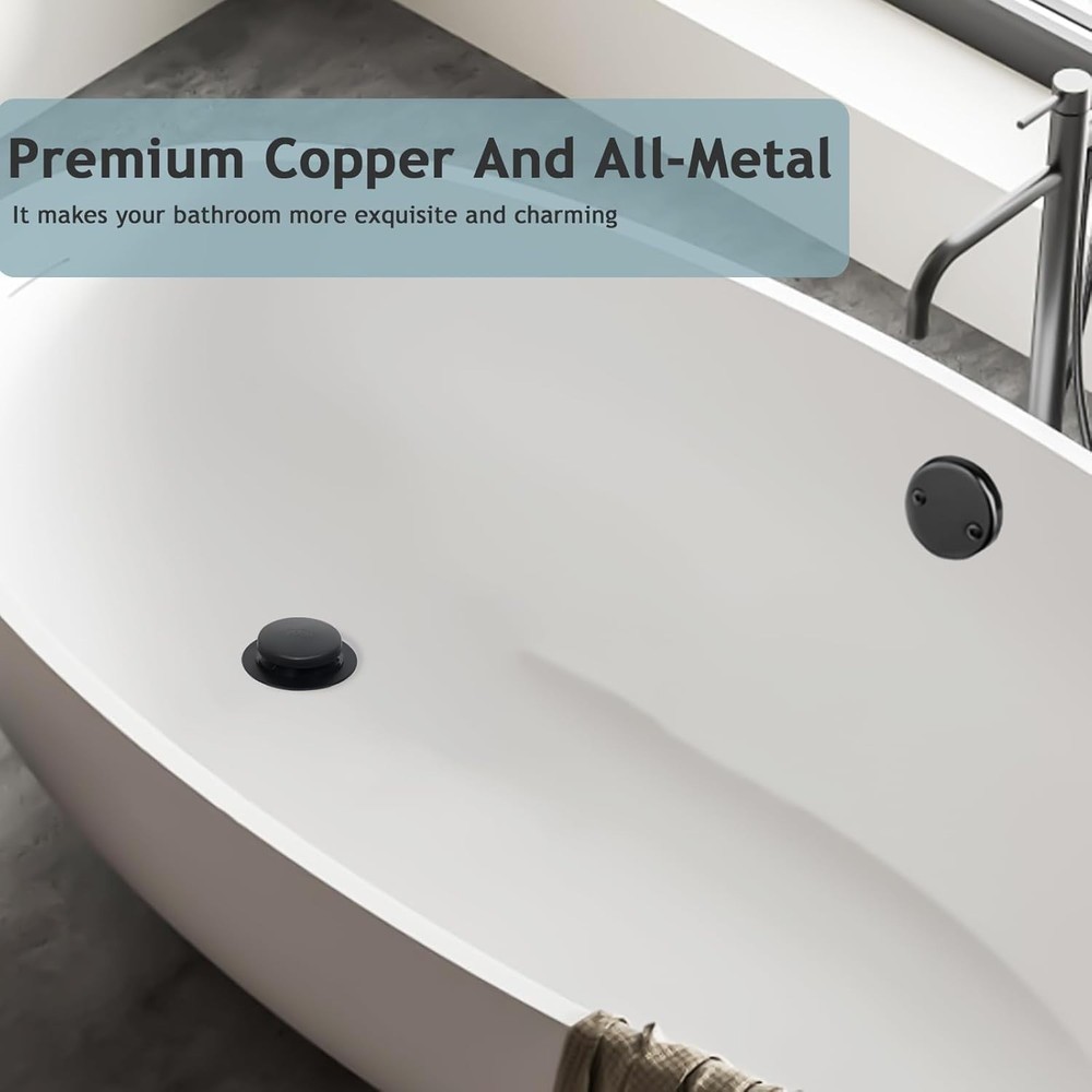 Tip-Toe Bathtub Drain Kit with Two-Hole Overflow Plate, Premium Quality Bath Tub