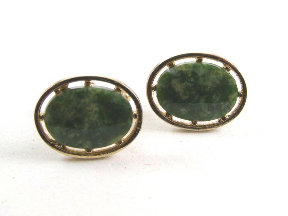Goldtone & Green Cufflinks by Anson