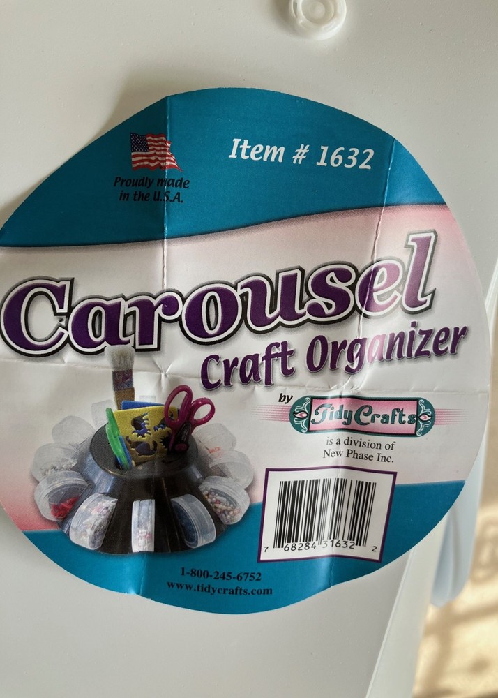 Tidy Crafts Carousel craft organizer rotates stackable 12 round lidded container