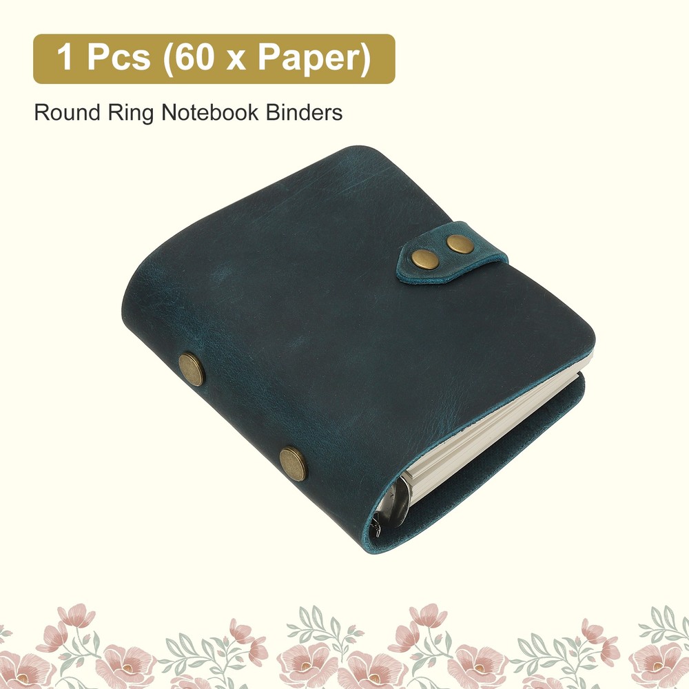 A9 Leather Journal, 3 Ring Notebook Binder Planner Loose Leaf, Blue