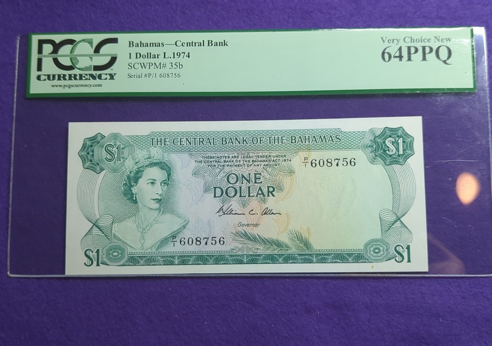 Bahamas $1 35b 1974PMG 64 EPQ Gem UNC