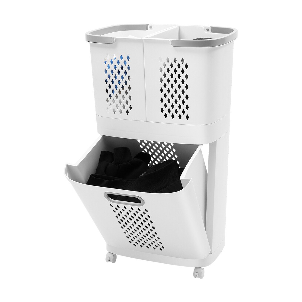 Laundry Basket Movable Hand-Held Bathroom Clothes Storage Basket with Wheels