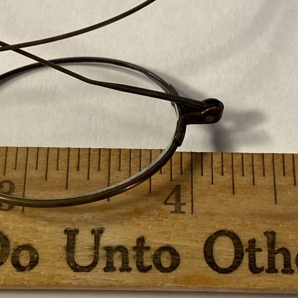 Antique Eyeglass Frames Metal Saddle Bridge Brass Wire Temple Early Frames
