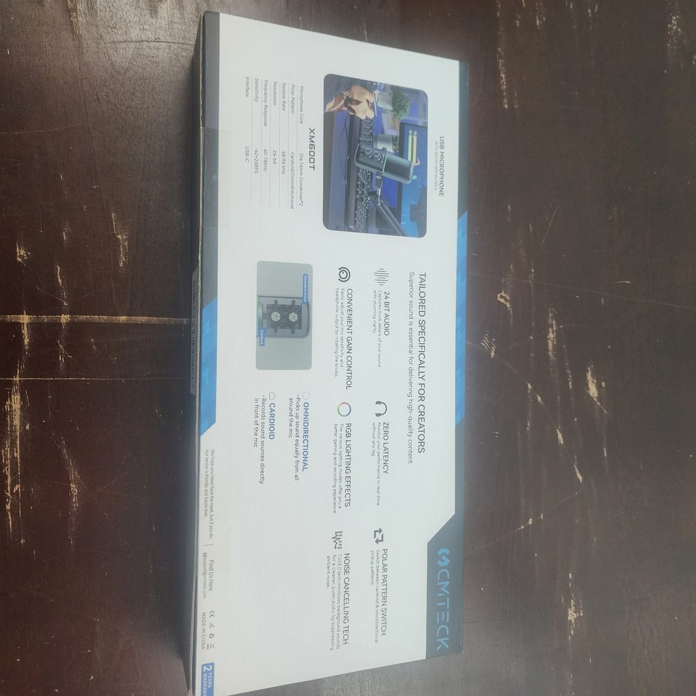 CMTECK USB Microphone With Boom Arm Bundle Dual-Pattern New In Box