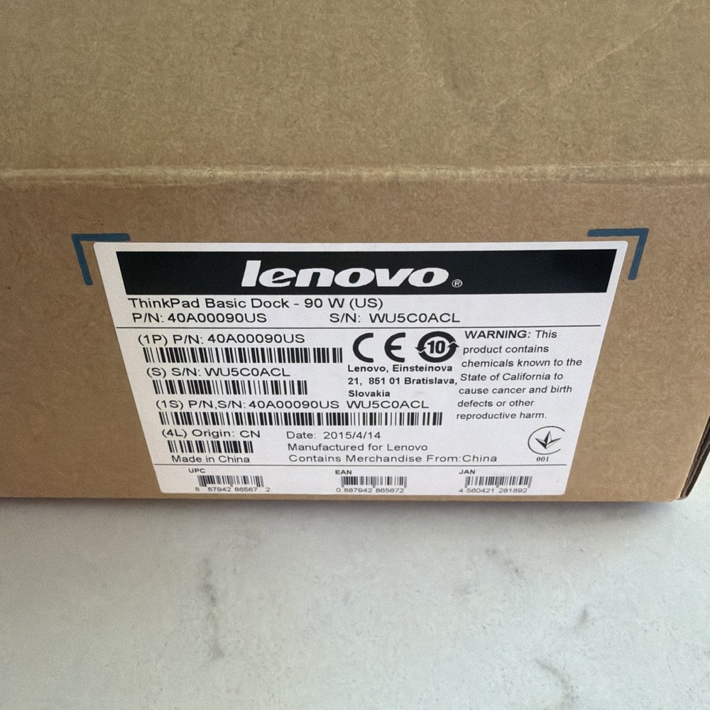 Lenovo ThinkPad Basic Dock with 90W Adapter 40A00090US