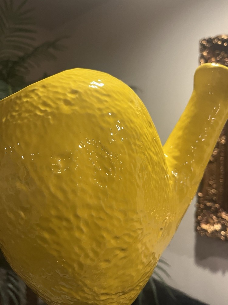 Hand Painted Lemon Shaped Pitcher 9”