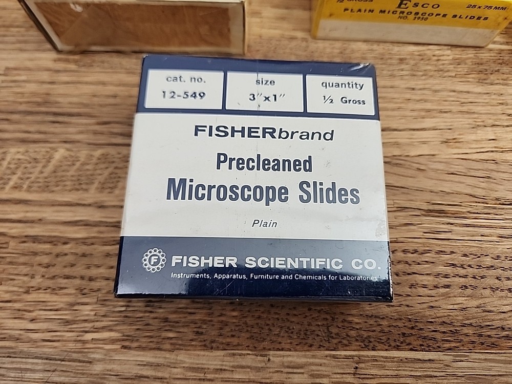 NOS Plain Microscope Slides, Esco, Fisher, Silver Label, Protecta, Precleaned