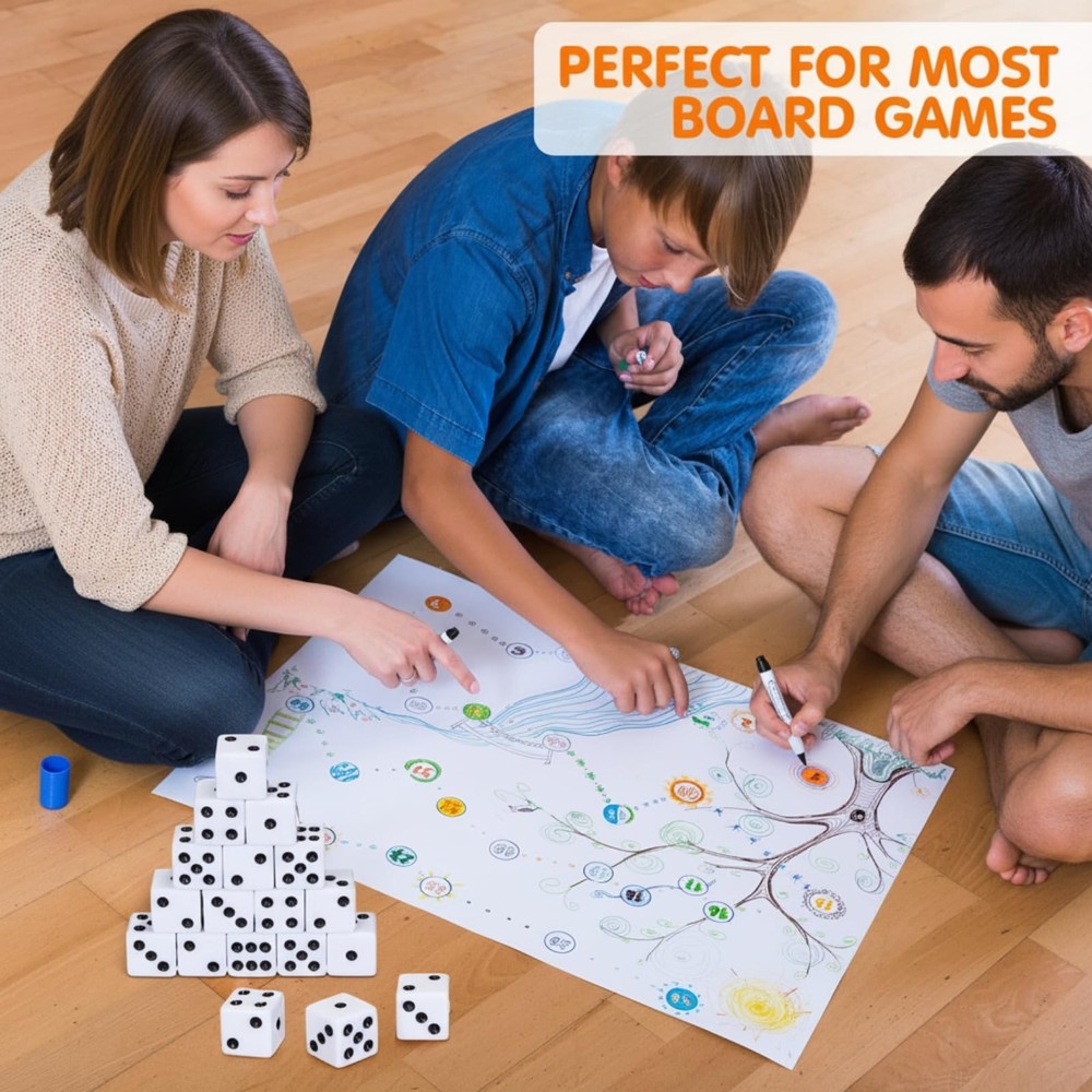 Simgoing 500 Pieces 16mm Dice Bulk 6 Sided Dice Set with 5 Pieces Drawstring ...