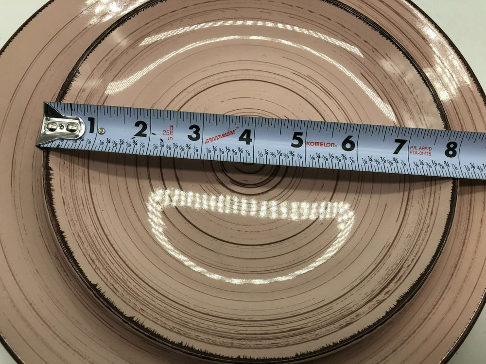 Ceramic Rustic Pink & Brown 10in & 8in Plate Set BB01B28036