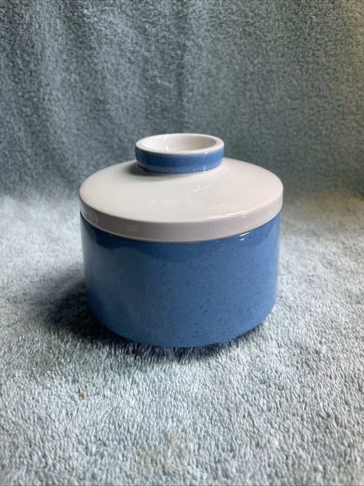 Mikasa Sugar Bowl with Lid Blue Speckle
