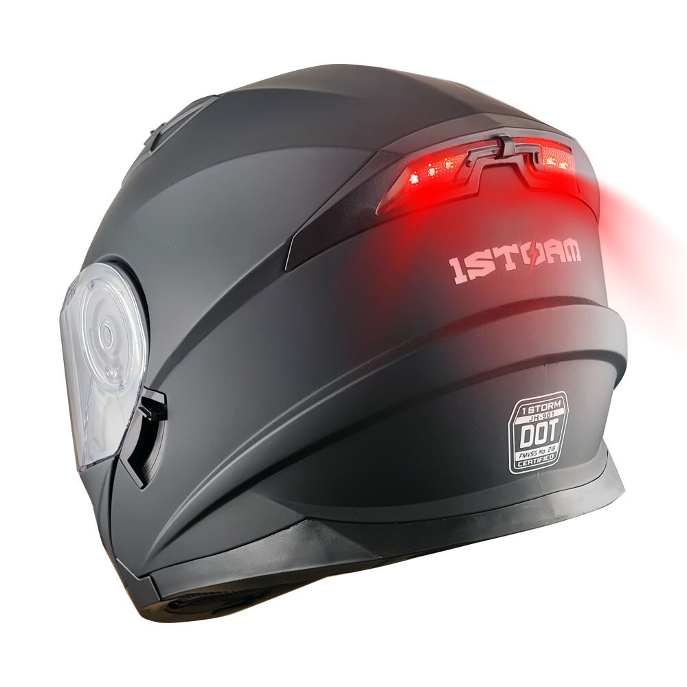 1Storm Motorcycle Modular Full Face Helmet Dual Visor Modular901 LED Tail Light