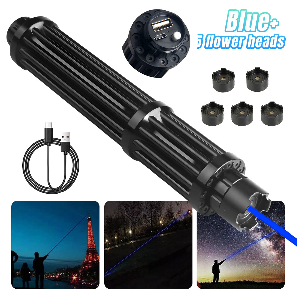 10Watt Adjustable High Power Blue Burning Laser Pointer Visible Dot Torch Light