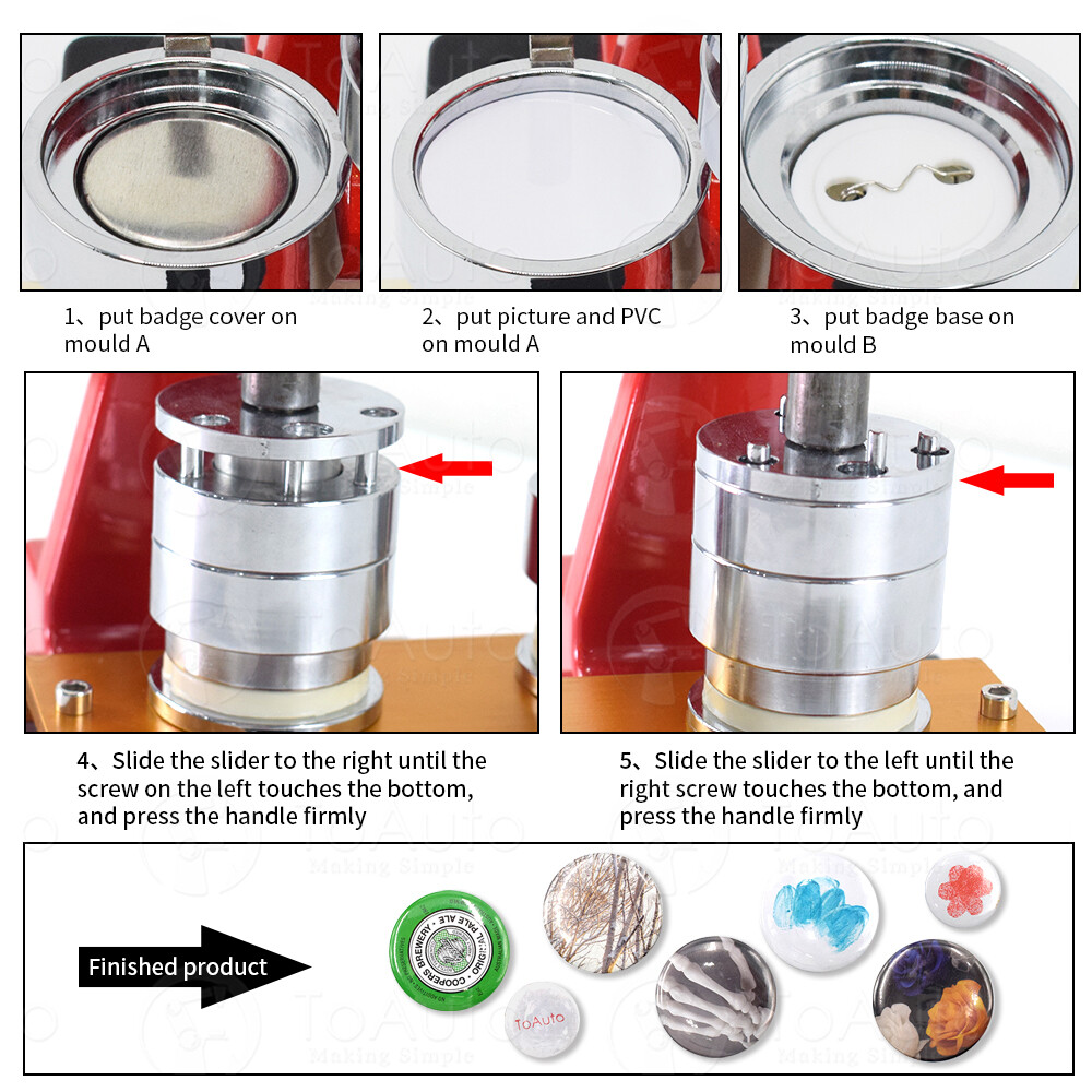 DIY Button Badge Maker Machine Hand Punch Press +Circle Cutter Craft Tool 58/37
