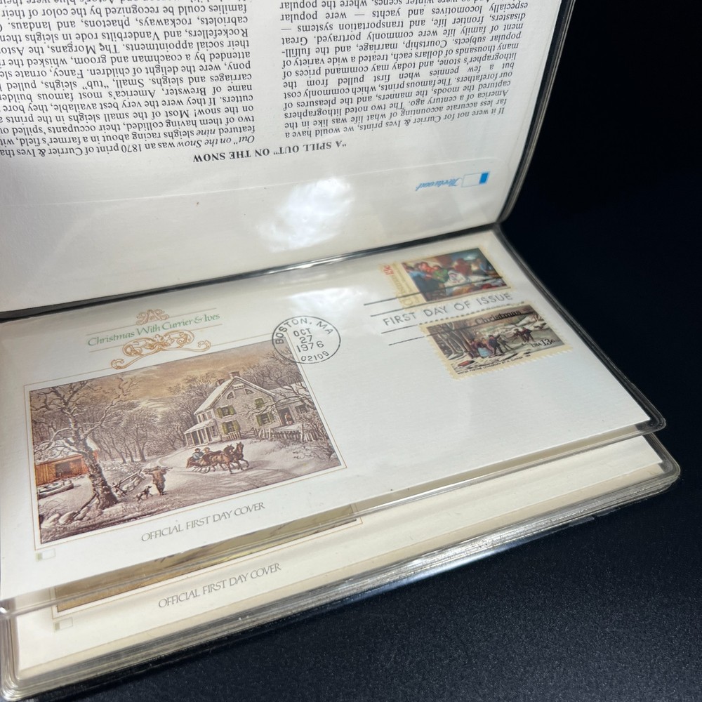 1976 Christmas With Currier & Ives Stamp Binder, 6 covers, First Issue