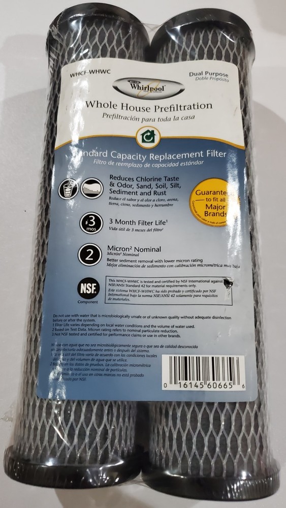 Whirlpool WHCF-WHWC Whole House Prefiltration Filter 2-Pack (new/sealed).