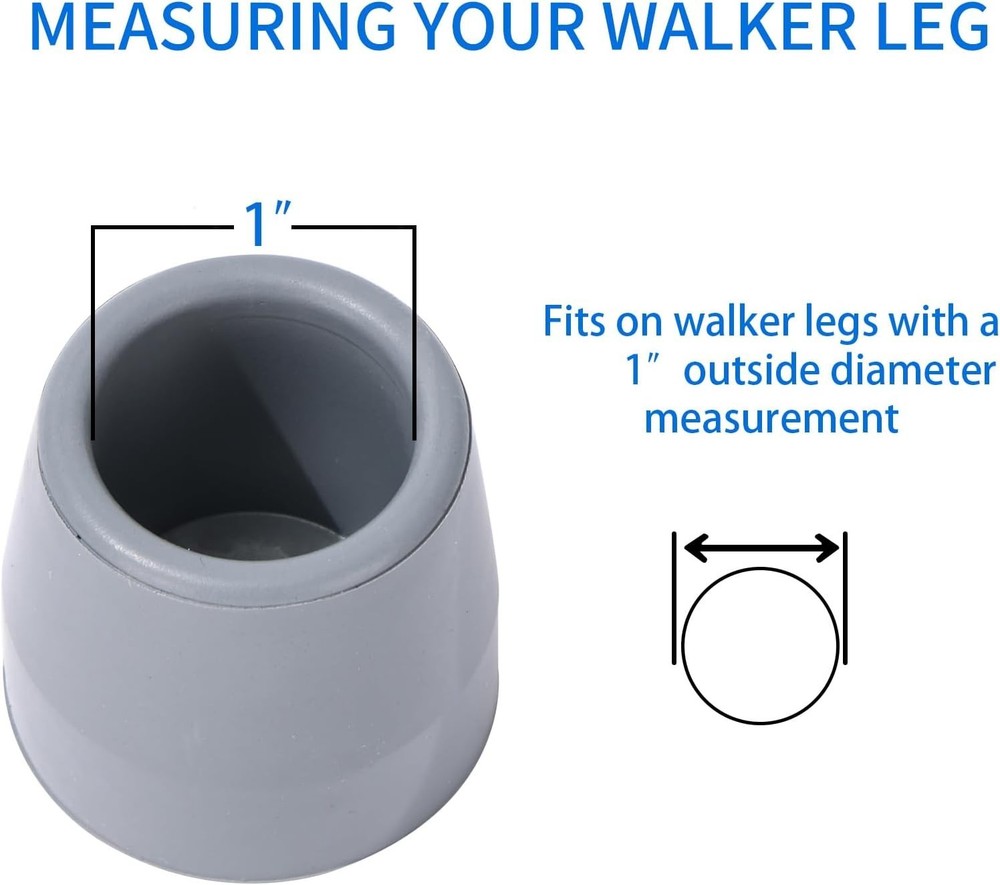 4PCS Rubber Walker Tips 1 '' Heavy Duty Replacement Tips for Walkers, Commodes,