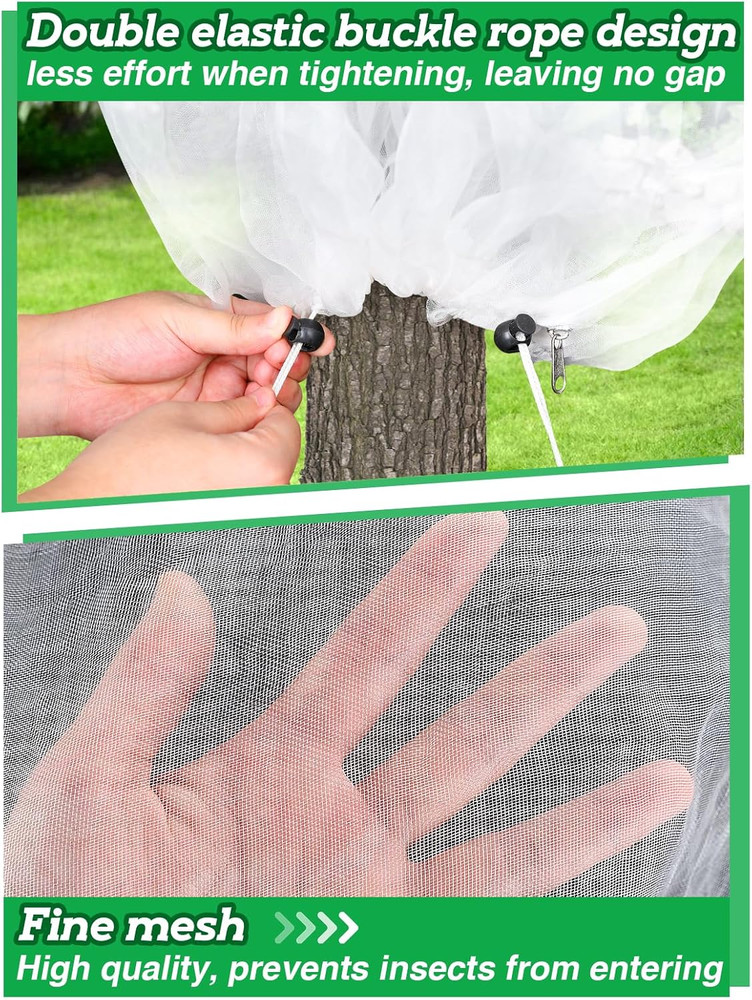 Easy Installation Fruit Tree Netting with Zipper & Drawstring - 6.2X6.2Ft Ultra