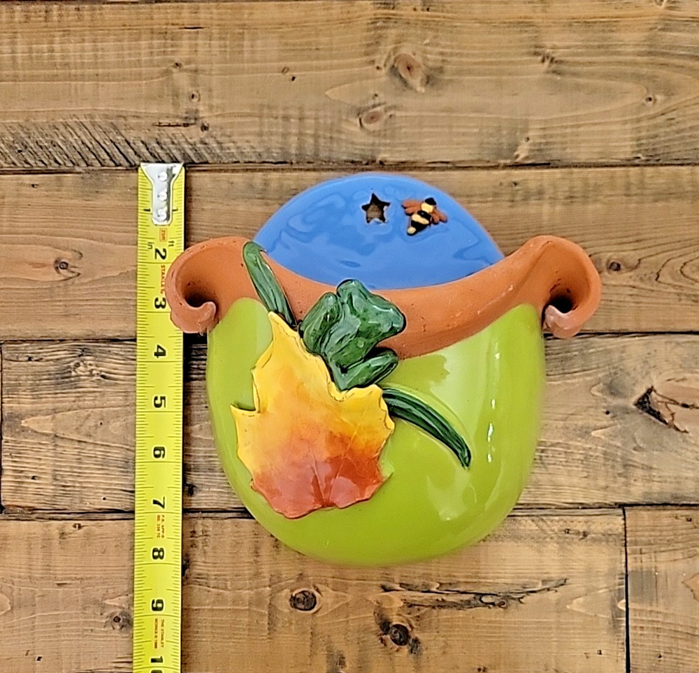 Hand Painted Floral Wall Mount Planter - Terracotta