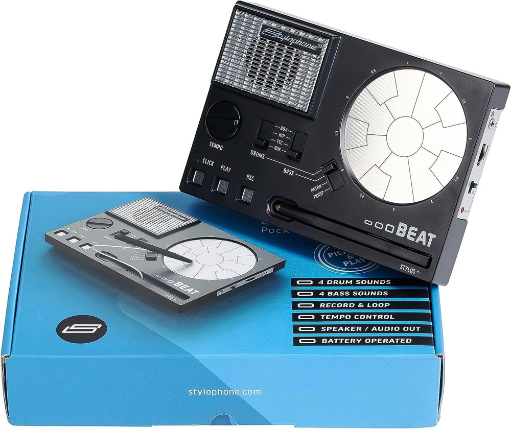 Compact Stylus Drum Machine | 4 Drum Kits & 4 Bass Sounds Drum Loop Machine