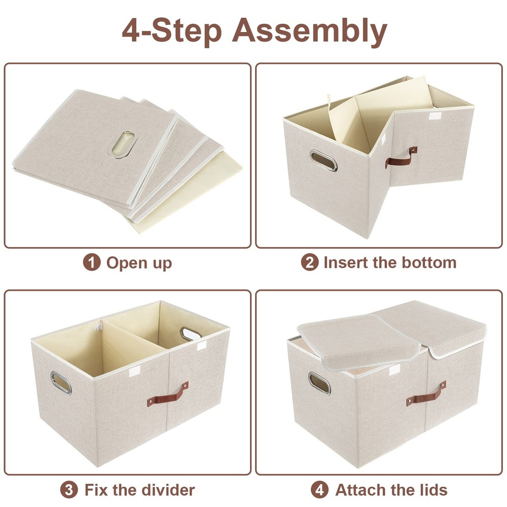 Extra Large Collapsible Storage Bins with Lids and Compartments, Washable, Fa...