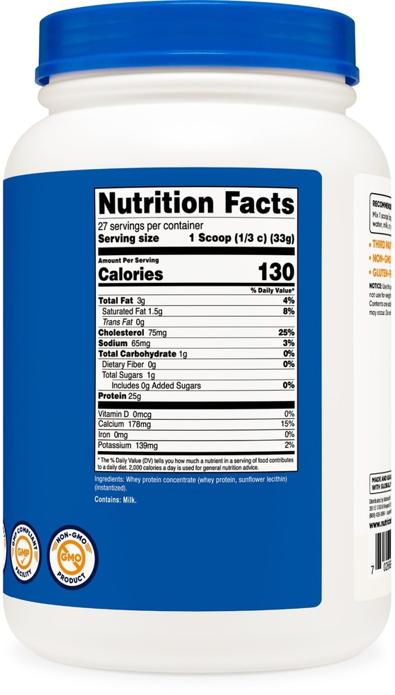 Nutricost Whey Protein Concentrate (Unflavored) 2 LBS