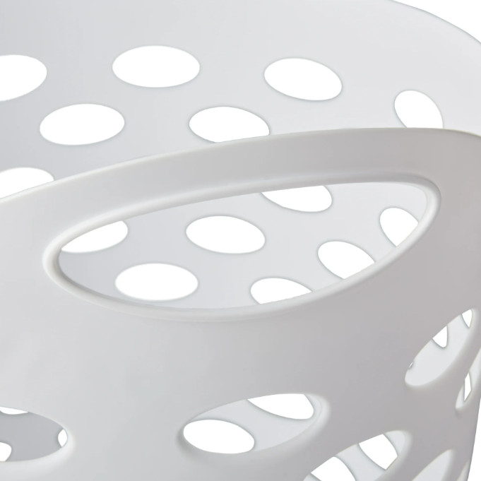 (3 pack) Mainstays Plastic Round Laundry Hamper, White, with Carrying Handles