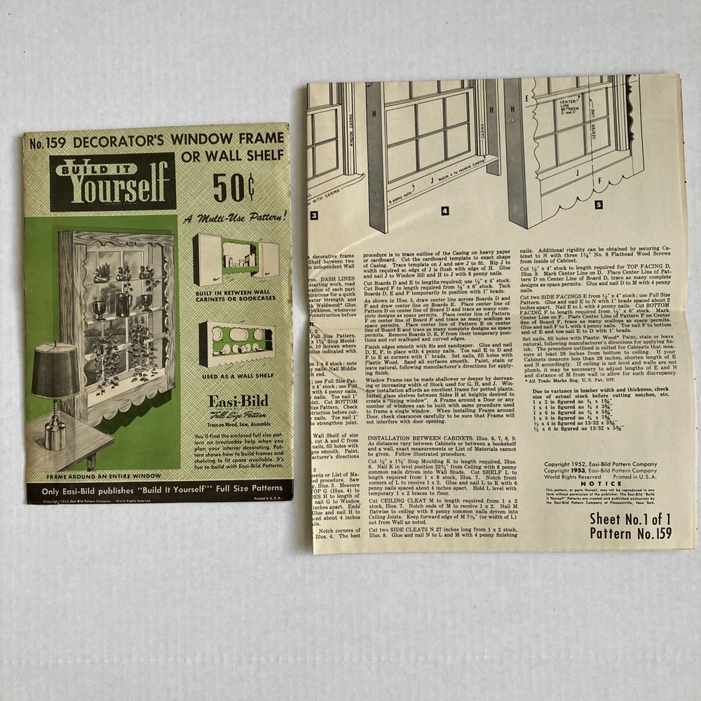 3 Easi-Bild Patterns-#30 Mt.Vernon Valance, #159 Window Frame/Shelf,#271 Valance