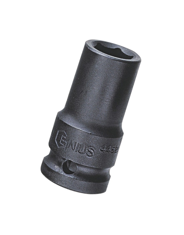 Genius Tools 1/2" Dr. 24mm Semi-Deep Thin Wall Impact Socket (CR-Mo) - 445224