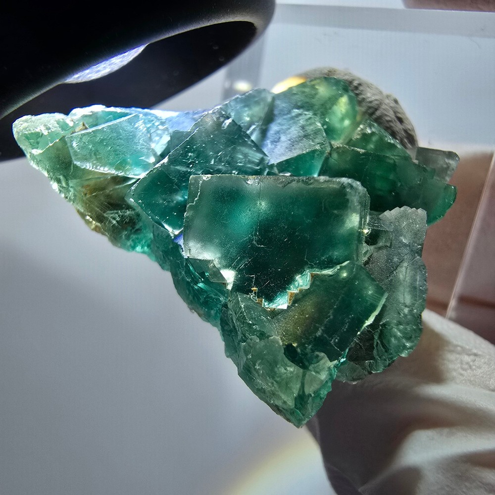 Clear phantom fluorite cube specimen, green tiled Okorusu, Namibia 34*31*12mm