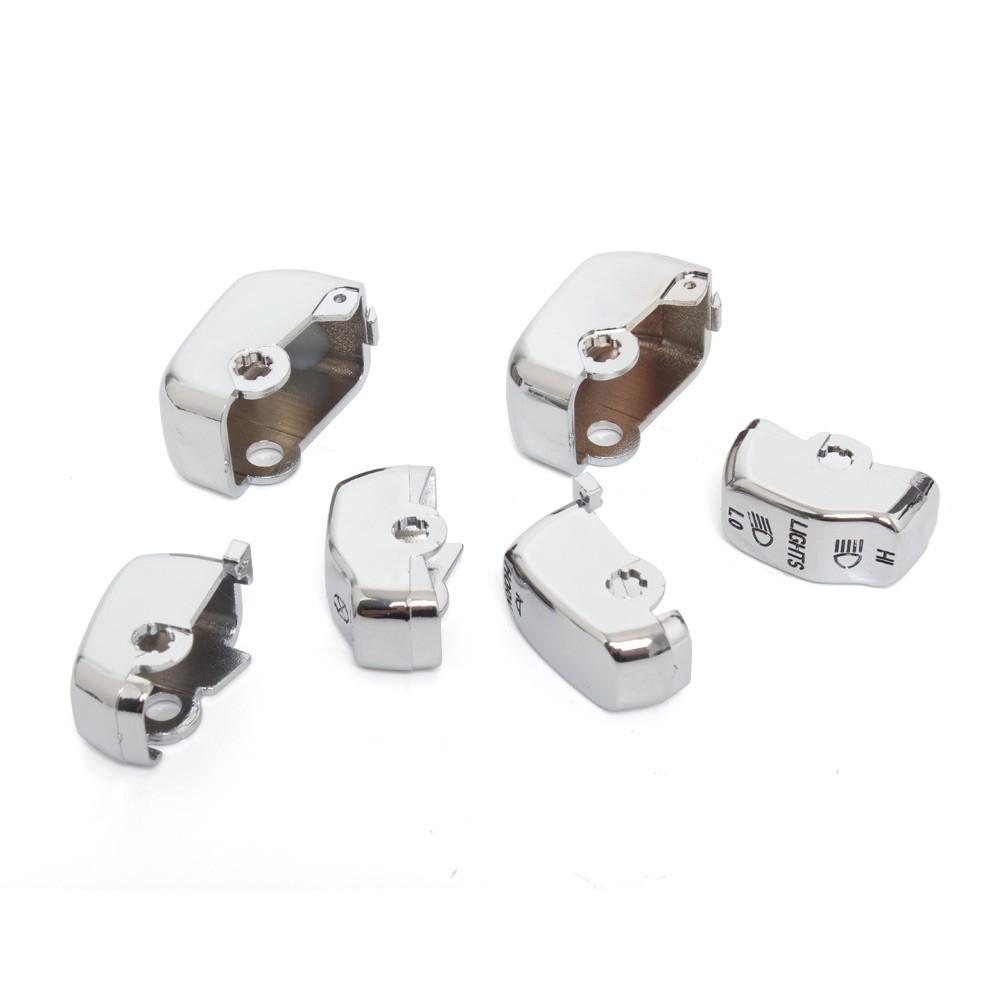 6pcs Chrome Hand Control Switch Button Cap For Harley Softail Dyna 1996-2010 US
