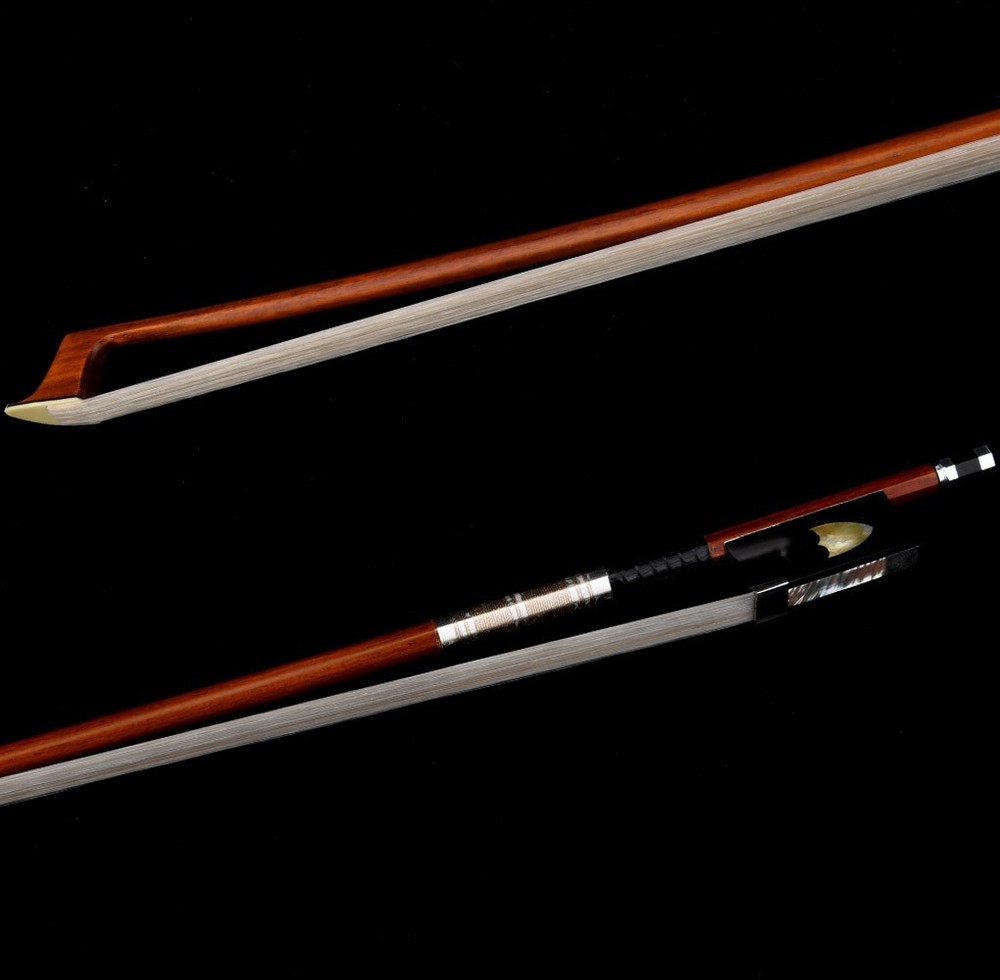 Master Pernambuco Violin Bow 4/4 D.PECCATTE Copy Ebony Shield Frog Silver Stiff