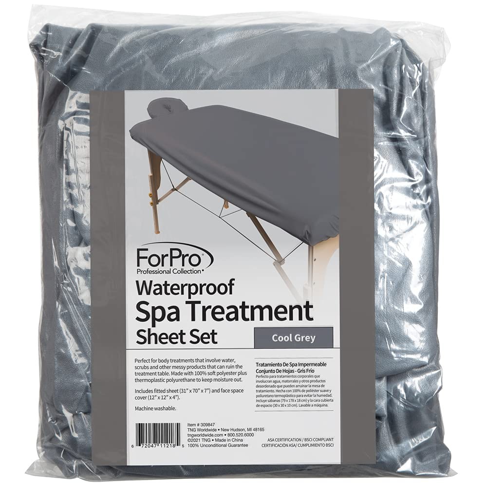 ForPro Professional Collection Waterproof Massage Table Cover, Cool Grey