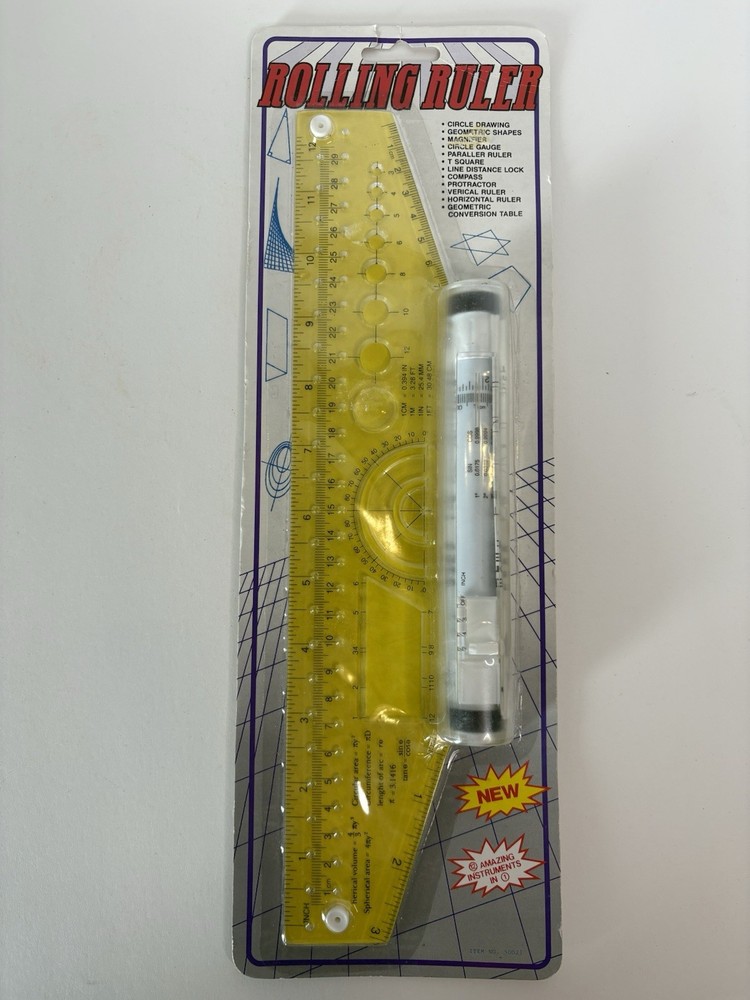 Vintage Parallel Rolling Ruler Universal Angle Rule Balancing Scale Drawing 12”