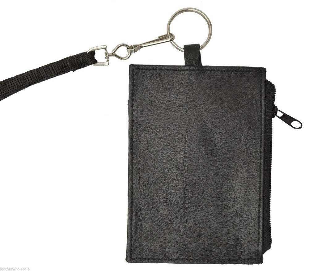 100% Genuine Leather Id Holder Black #761