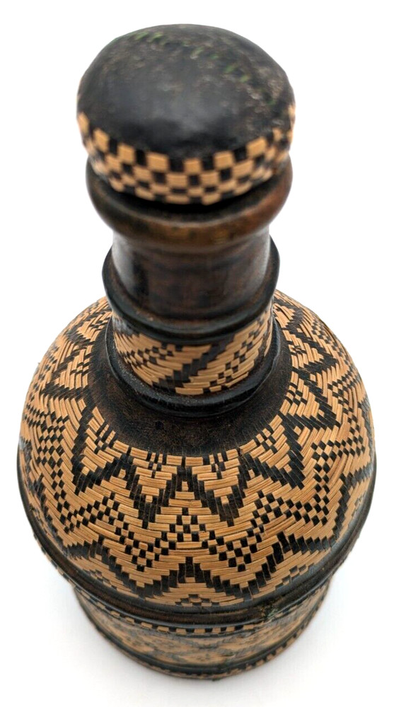 Leather & Basket Weave Wrapped Empty Bottle Stopper