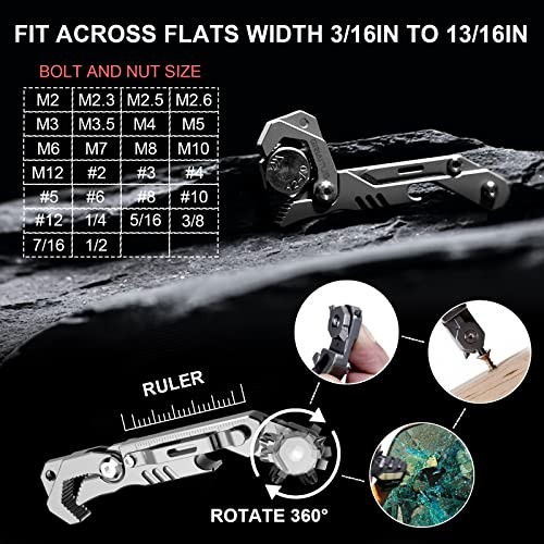 EDC Multitool 7 in 1 with knife, Wrench, Folding Knife, Bright Silver