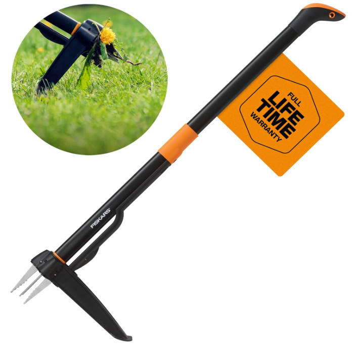 Fiskars 4Claw Stand Up Weed Puller Tool, Gardening Hand Weeding Tool with 39" B0