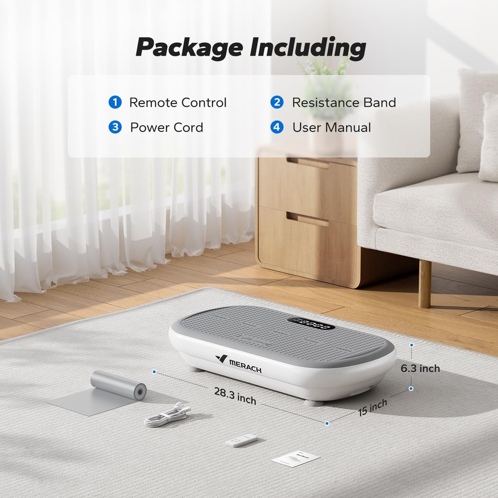 MERACH Vibration Plate Exercise Machine, 440 Lbs White